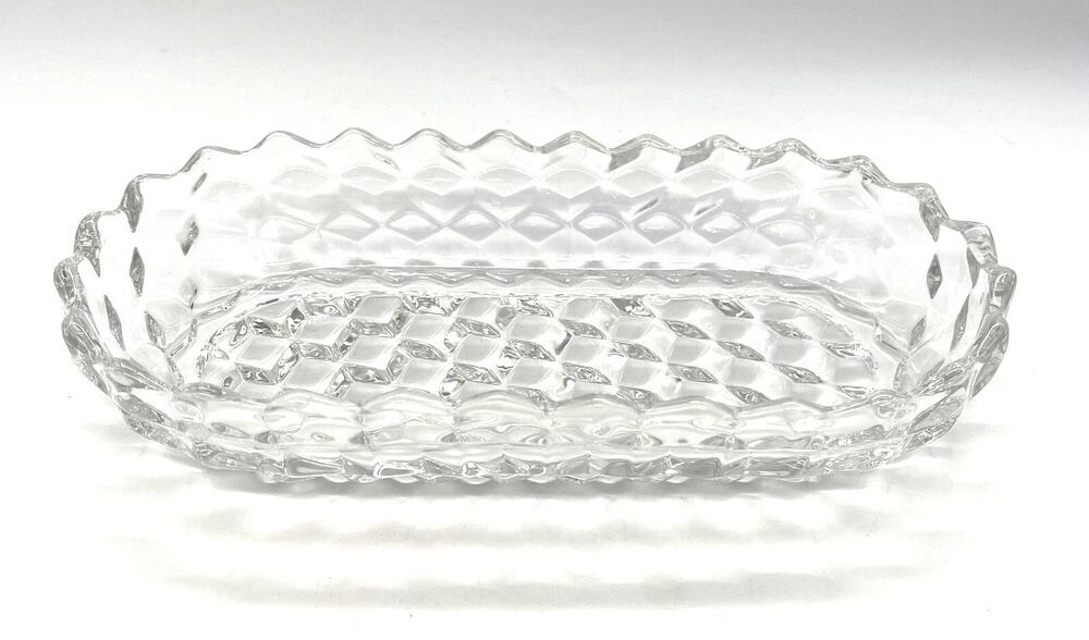Vintage MCM Fostoria American Clear Glass Relish / Celery Dish